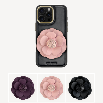 iPhone 16 Pro Phone Case, Calf Leather, Camellia