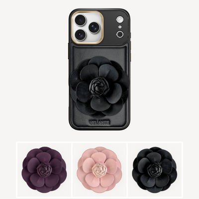 iPhone 17 Pro Max Phone Case, Calf Leather, Camellia