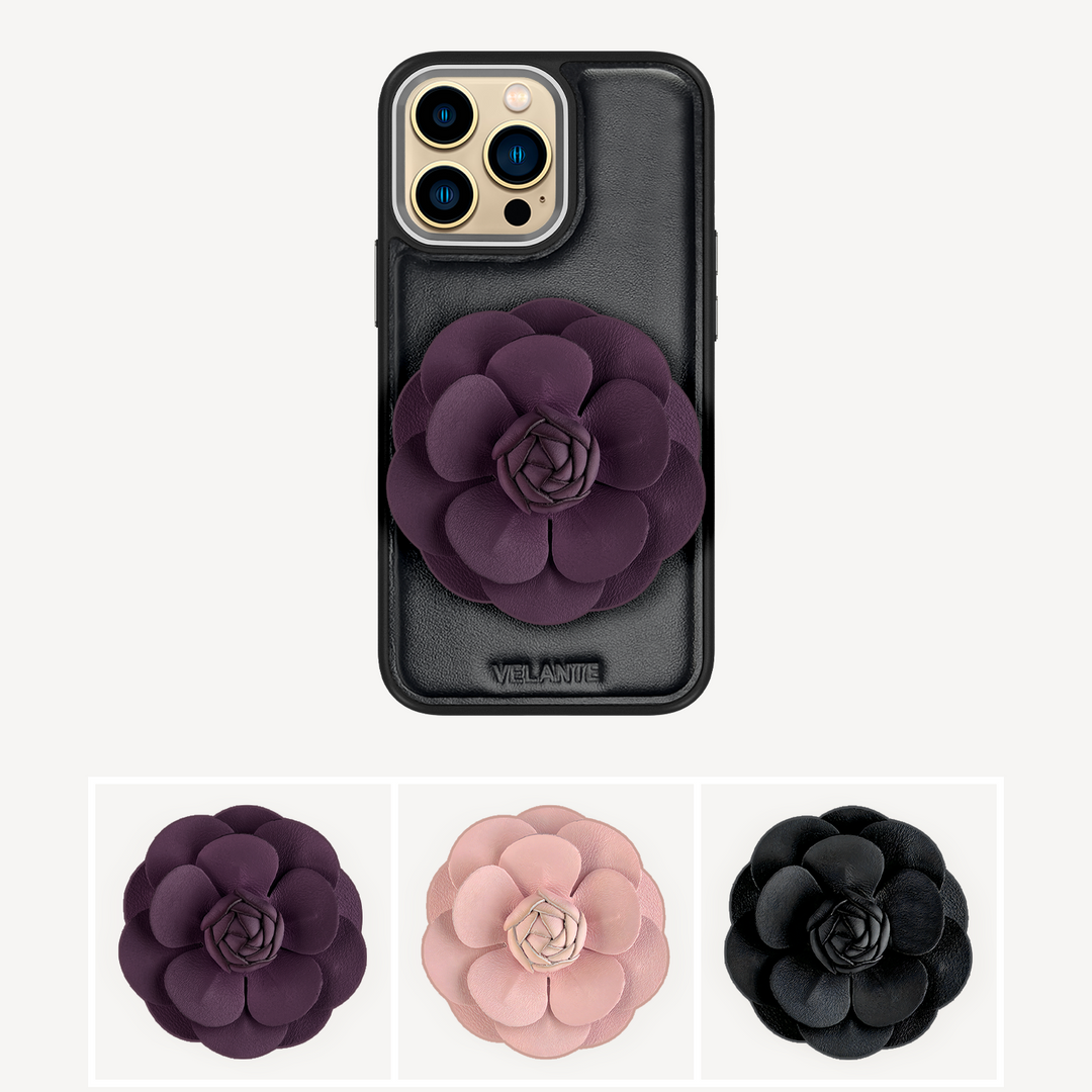 iPhone 14 Pro Max Phone Case, Calf Leather, Camellia