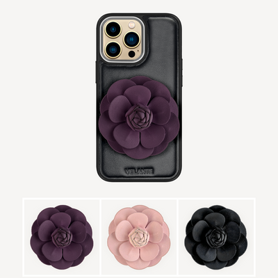 iPhone 14 Pro Phone Case, Calf Leather, Camellia