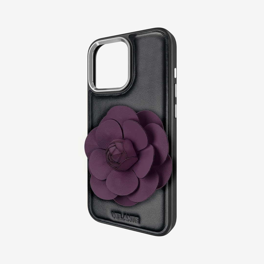 iPhone 14 Pro Phone Case, Calf Leather, Camellia
