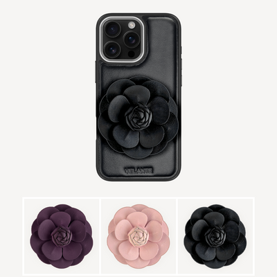 iPhone 16 Pro Phone Case, Calf Leather, Camellia