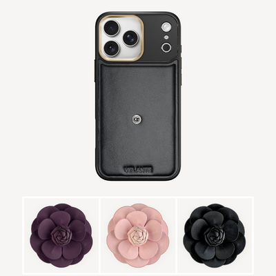 iPhone 17 Pro Max Phone Case, Calf Leather, Camellia