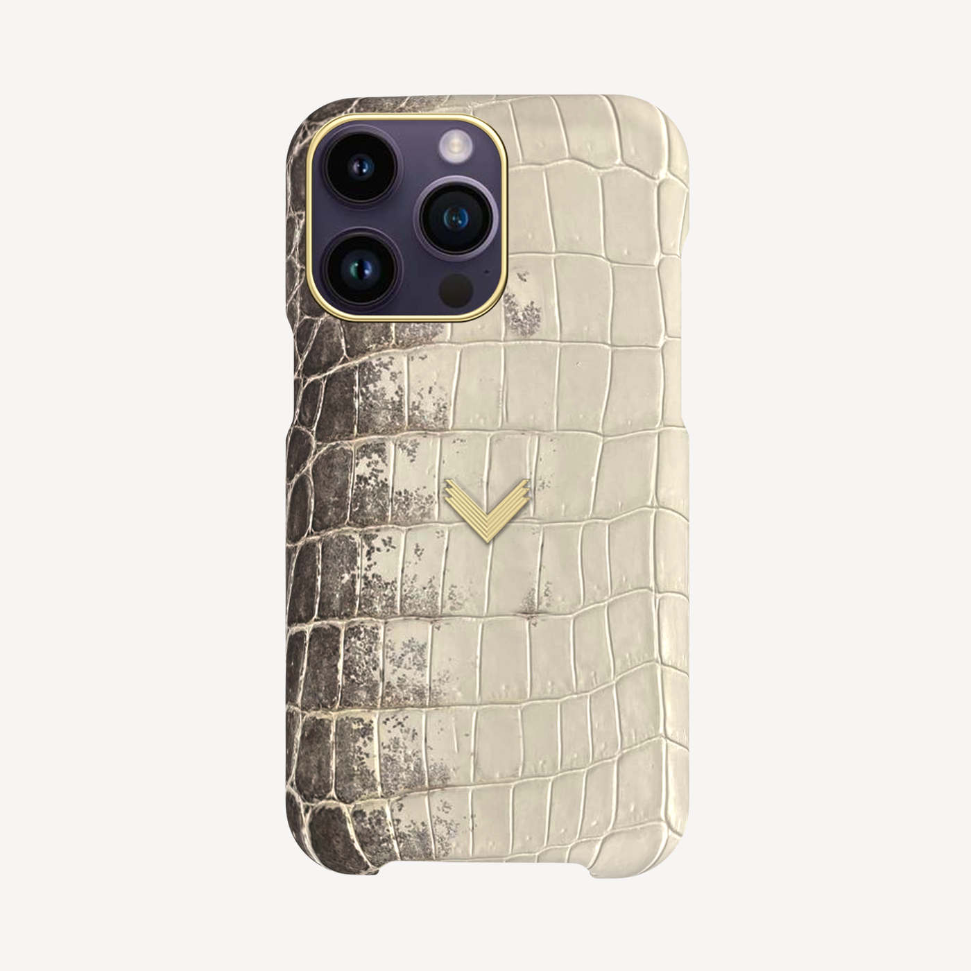 iPhone 14 Pro Max Phone Case, Crocodile Leather, 14K Yellow Gold VLogo