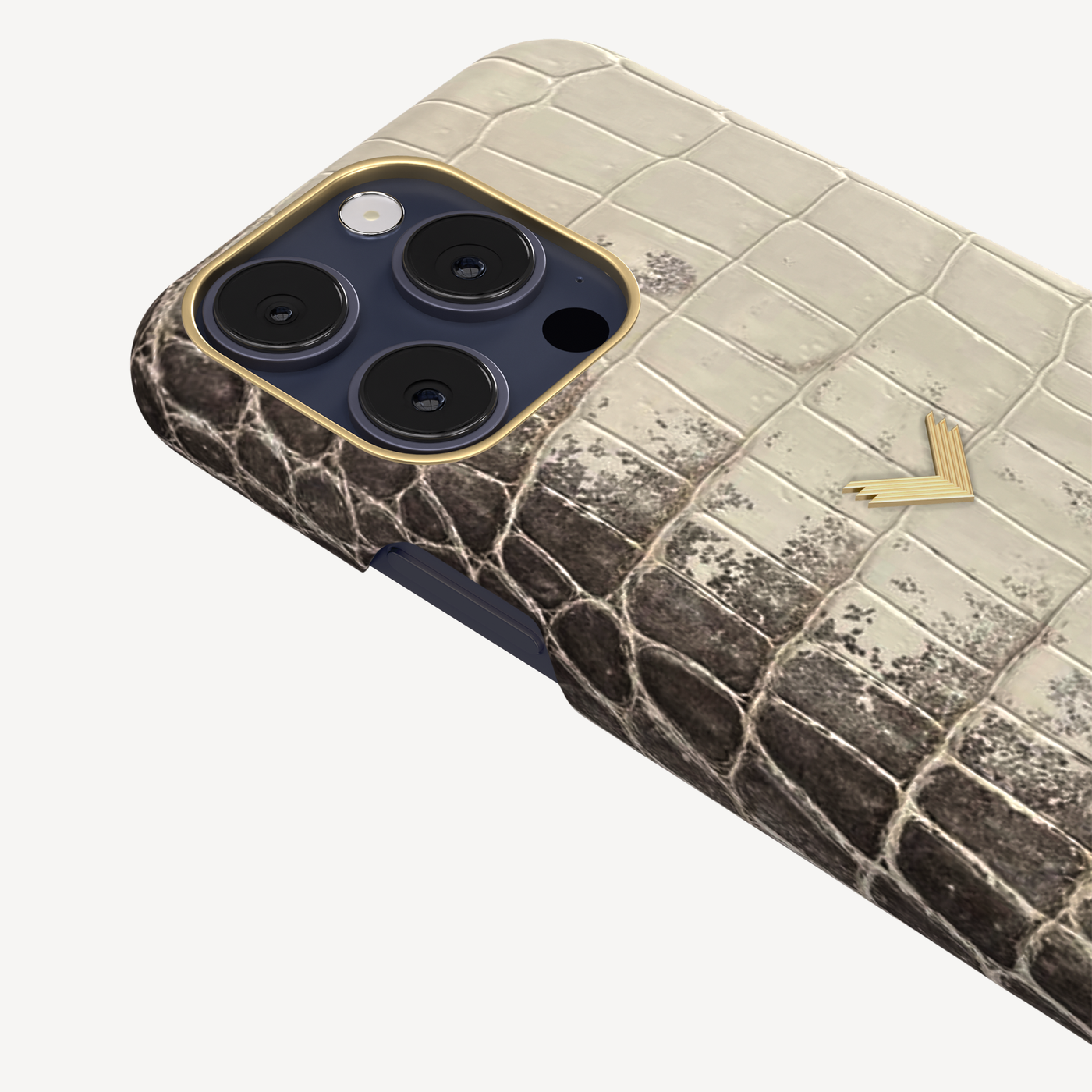iPhone 15 Pro Max Phone Case, Crocodile Leather, 14K Yellow Gold VLogo