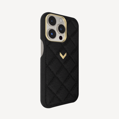 iPhone 15 Pro Case, Calf Leather, Caviar Texture