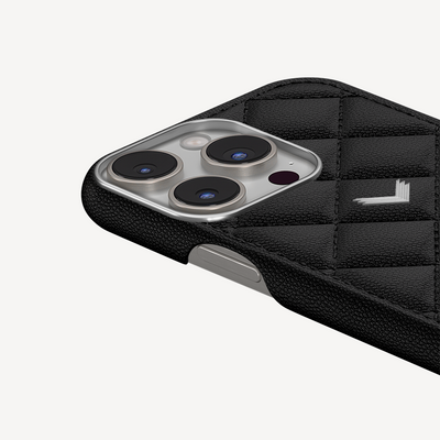 iPhone 15 Pro Case, Calf Leather, Caviar Texture