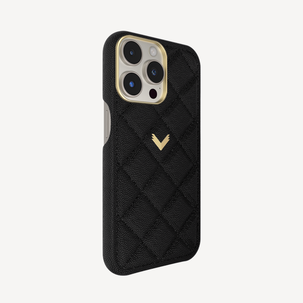 iPhone 15 Pro Max Case, Calf Leather, Caviar Texture