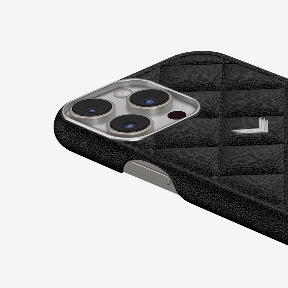 iPhone 15 Pro Max Case, Calf Leather, Caviar Texture