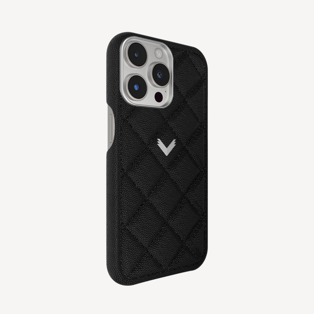 iPhone 15 Pro Max Case, Calf Leather, Caviar Texture
