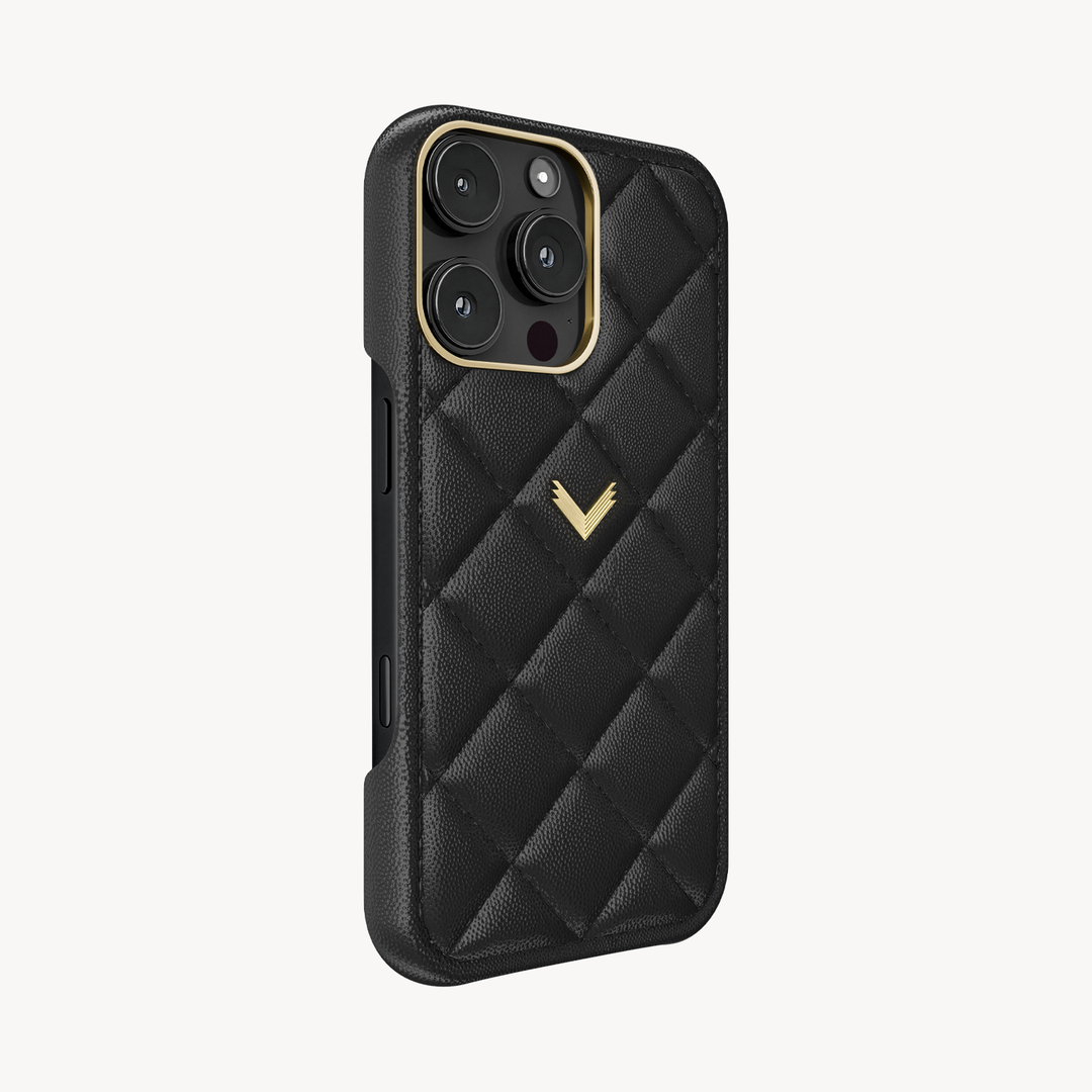 iPhone 16 Pro Case, Calf Leather, Caviar Texture