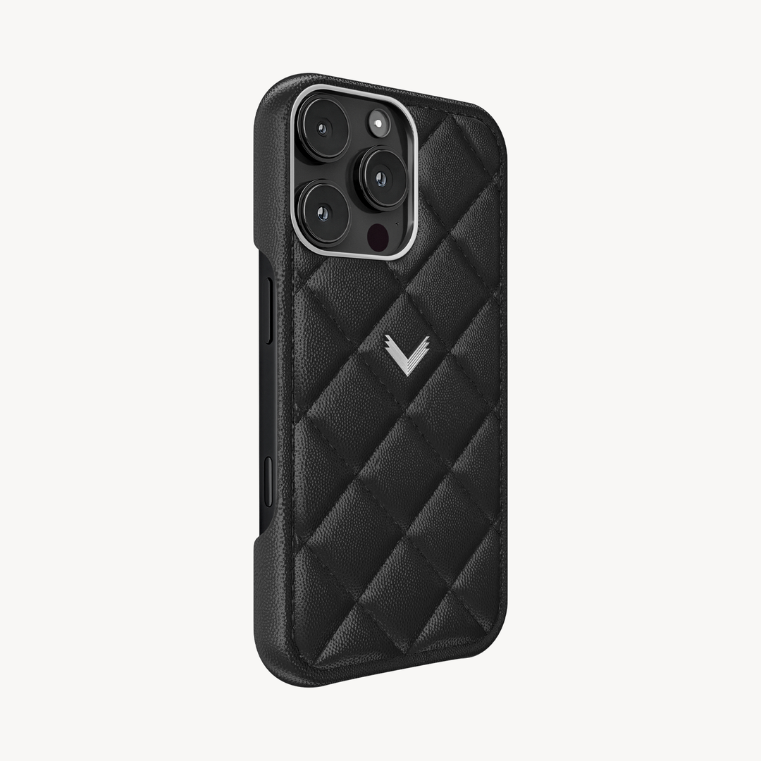iPhone 16 Pro Case, Calf Leather, Caviar Texture