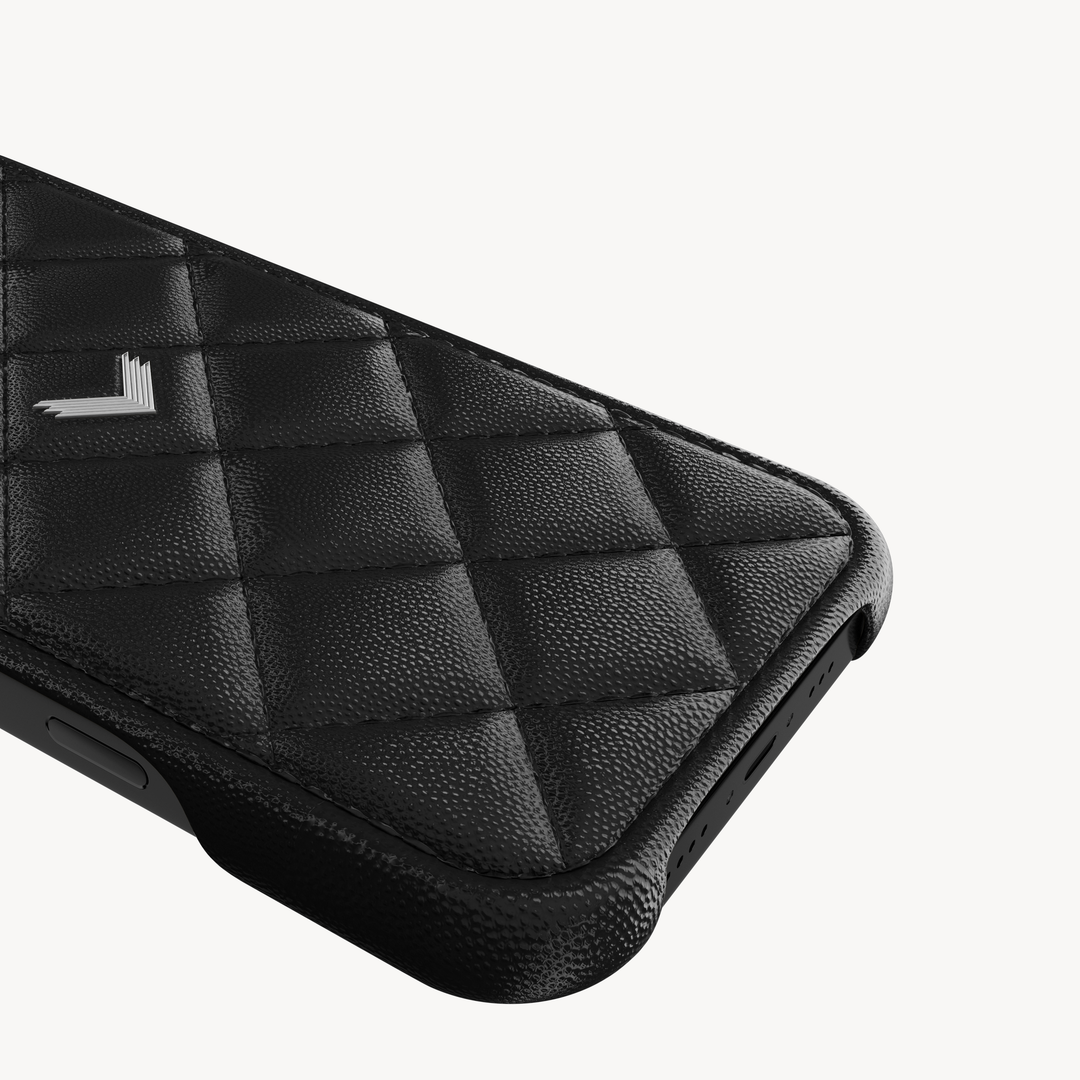 iPhone 16 Pro Case, Calf Leather, Caviar Texture