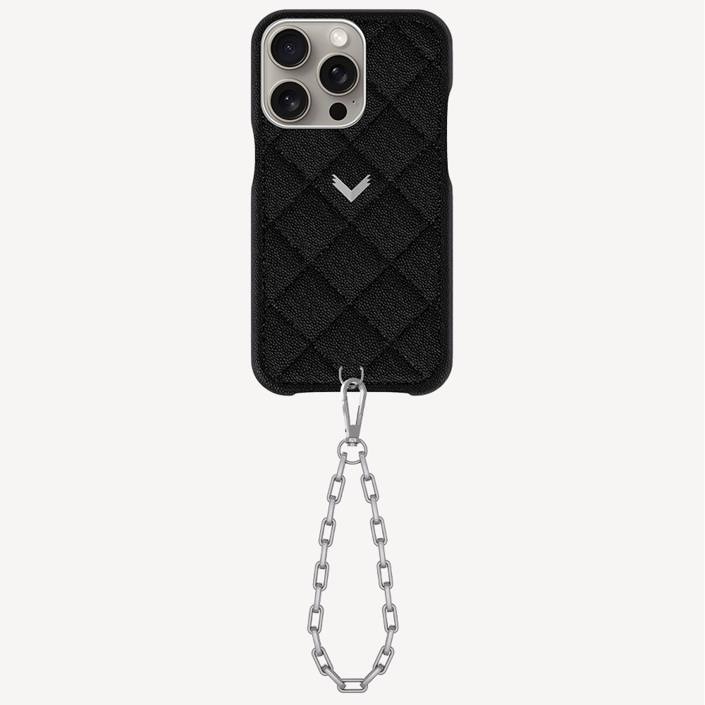 iPhone 15 Pro Max Phone Case, Calf Leather, Caviar Texture