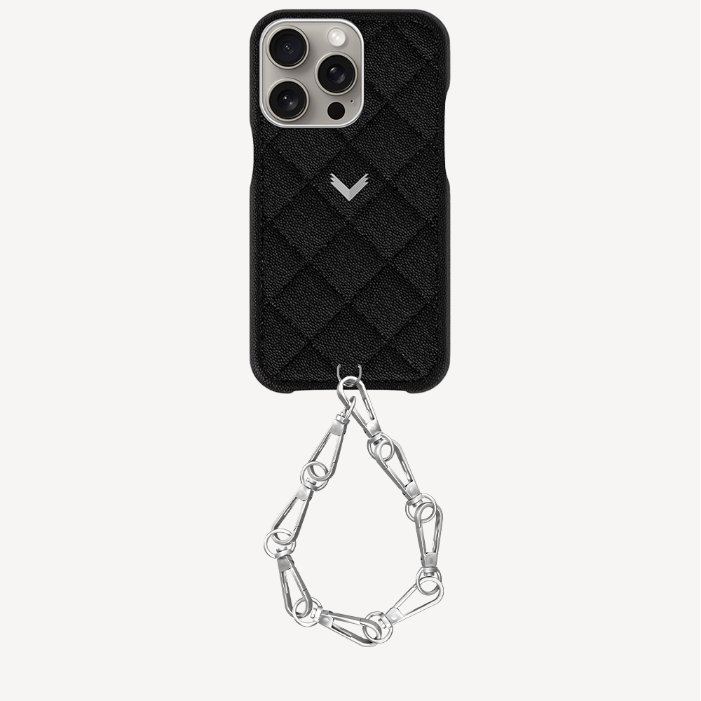 iPhone 15 Pro Phone Case, Calf Leather, Caviar Texture