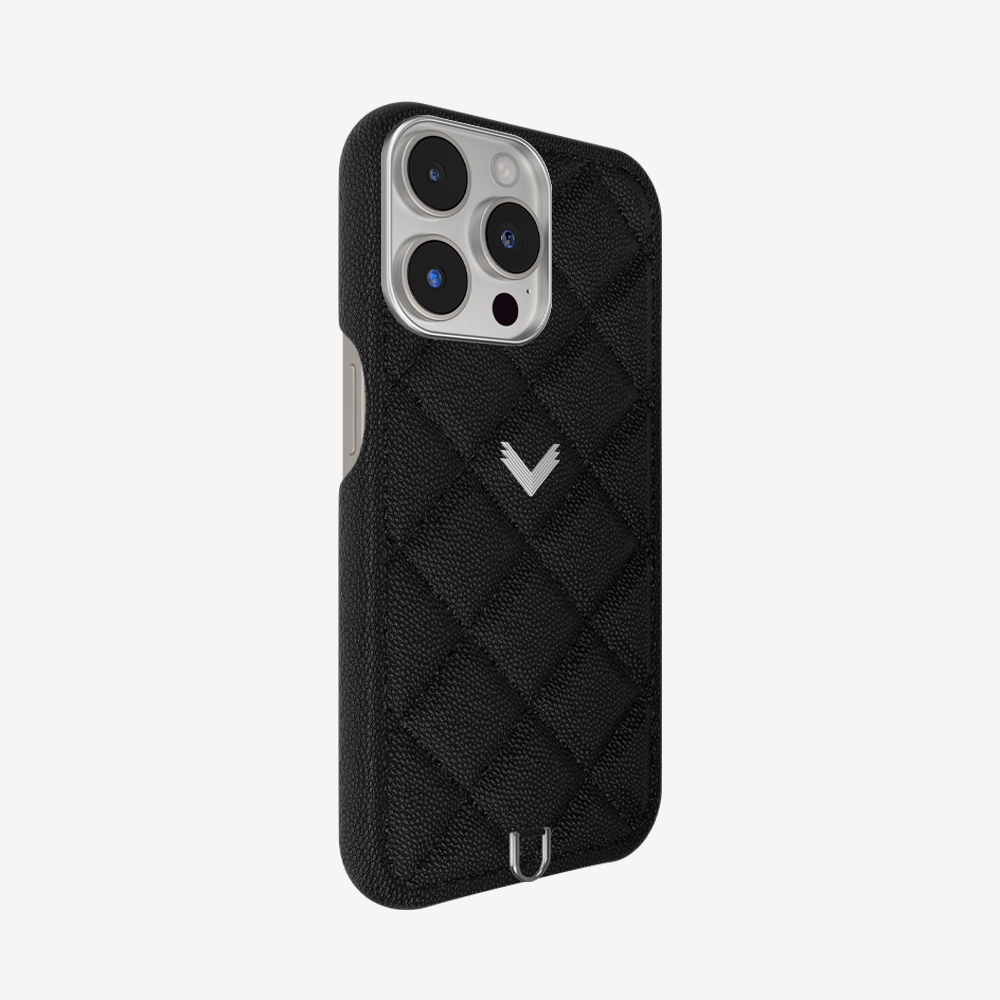 iPhone 15 Pro Max Phone Case, Calf Leather, Caviar Texture
