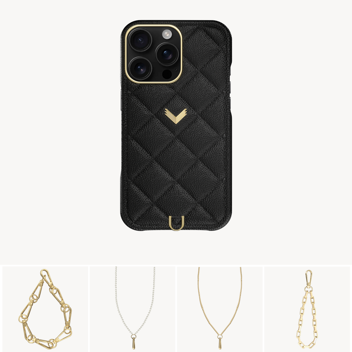 iPhone 16 Pro Phone Case, Calf Leather, Caviar Texture