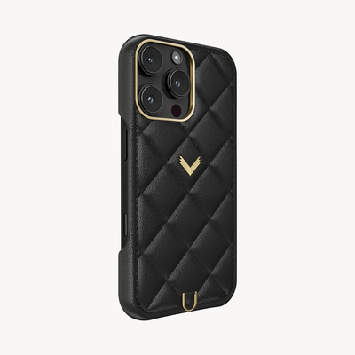 iPhone 16 Pro Phone Case, Calf Leather, Caviar Texture