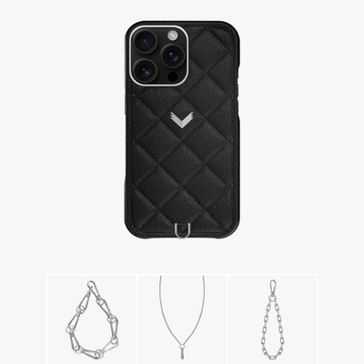 iPhone 16 Pro Max Phone Case, Calf Leather, Caviar Texture