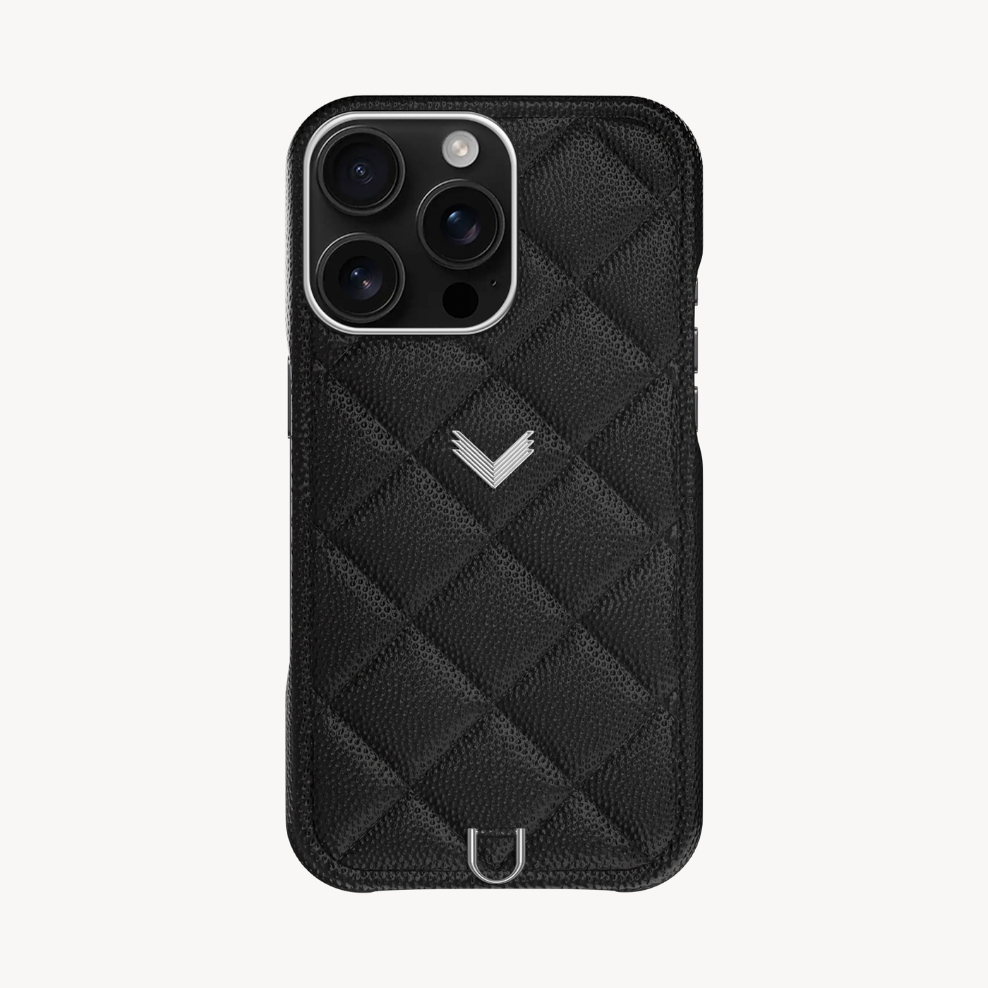 iPhone 16 Pro Phone Case, Calf Leather, Caviar Texture