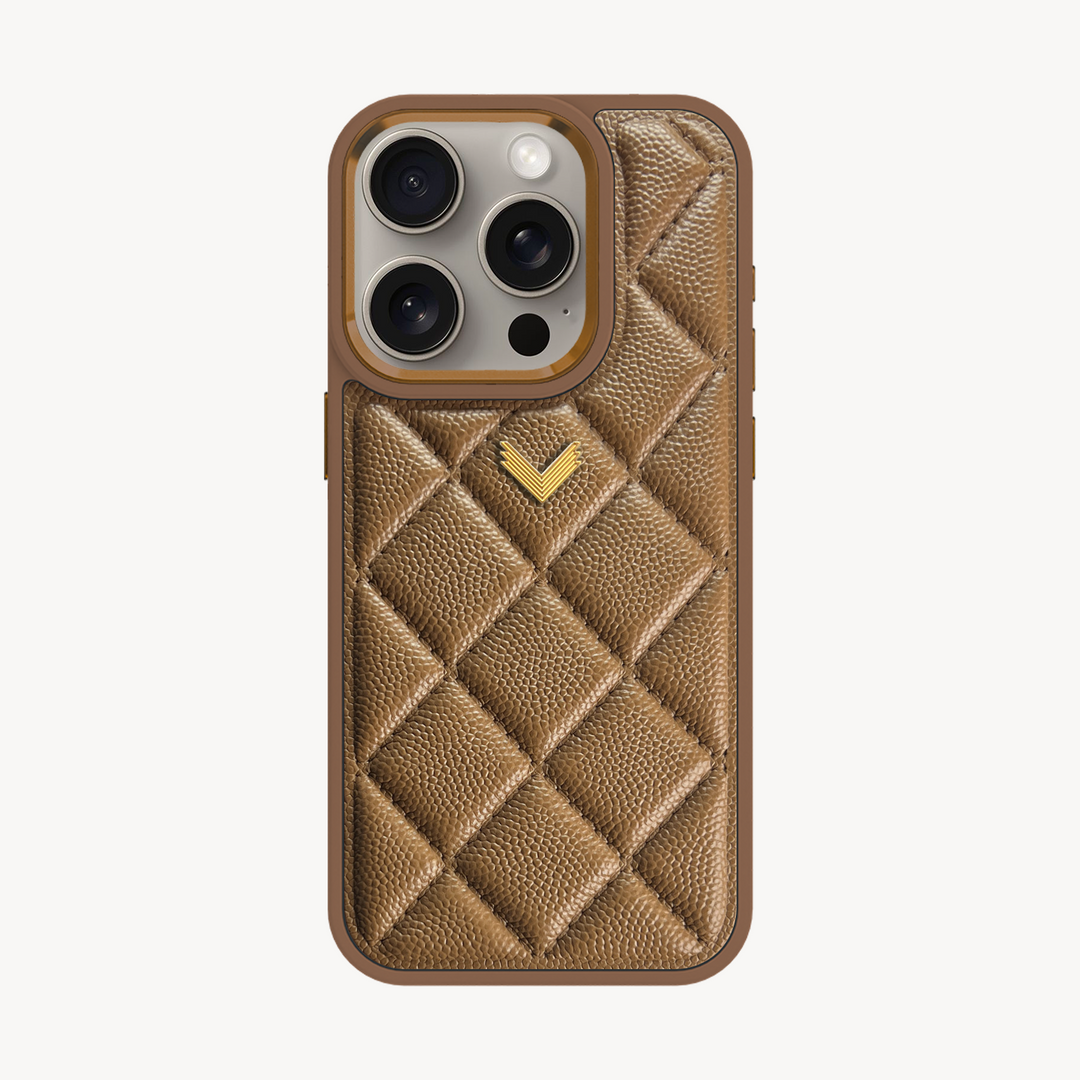 iPhone 15 Pro Phone Case, Calf Leather, Caviar Texture iPhone 15 Pro Phone Case, Calf Leather, Caviar Texture