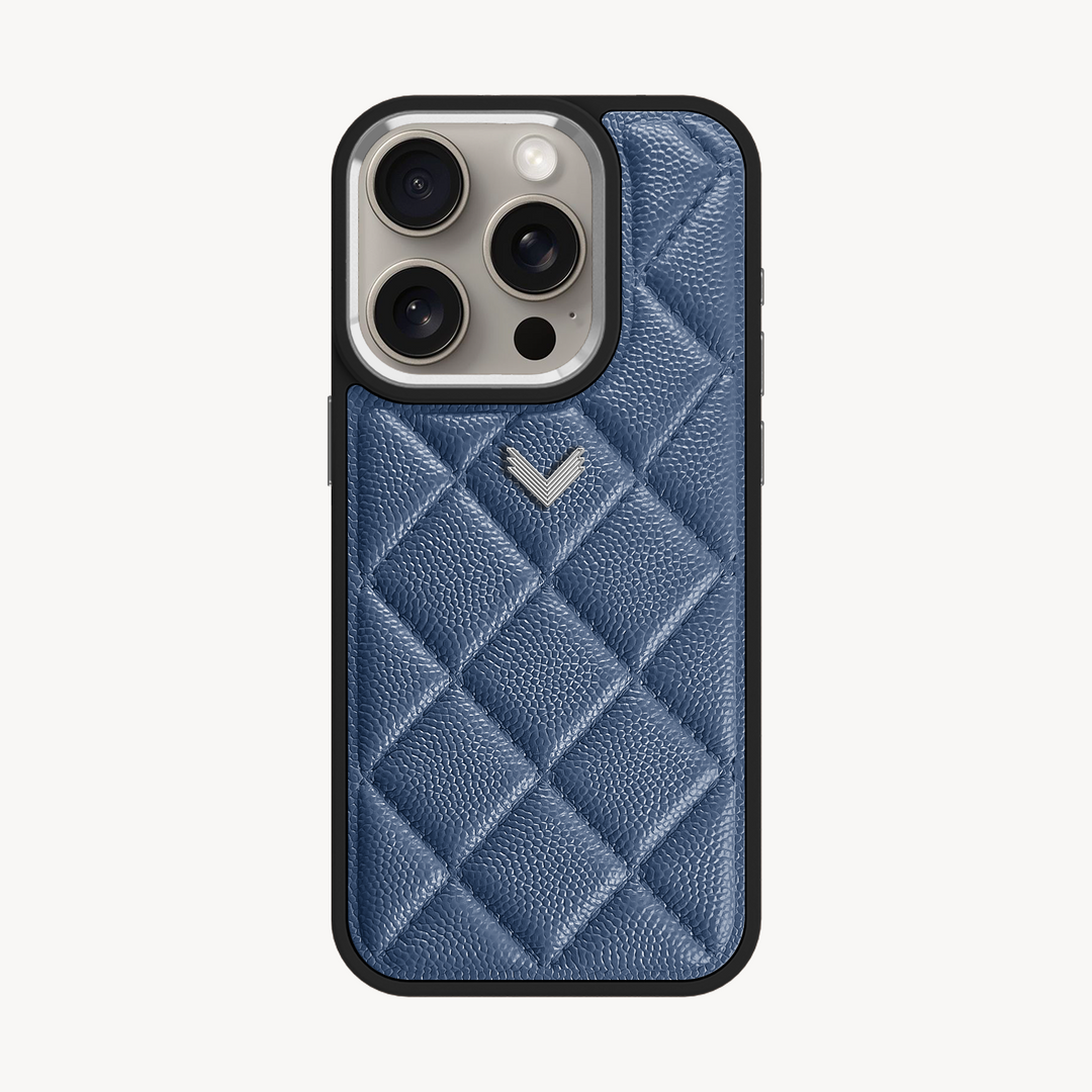 iPhone 15 Pro Phone Case, Calf Leather, Caviar Texture iPhone 15 Pro Phone Case, Calf Leather, Caviar Texture