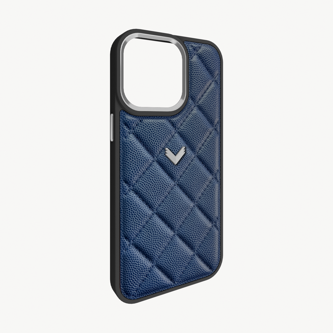 iPhone 15 Pro Phone Case, Calf Leather, Caviar Texture