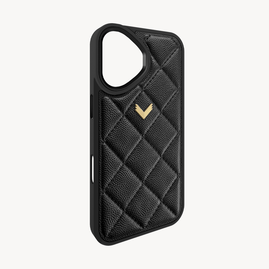 iPhone 16 Phone Case, Calf Leather, Caviar Texture