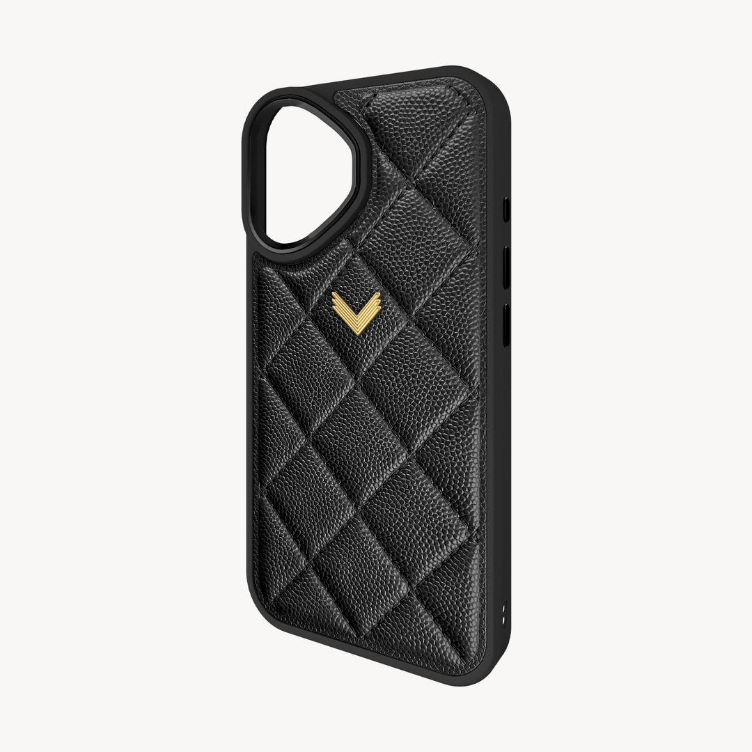 iPhone 16 Phone Case, Calf Leather, Caviar Texture