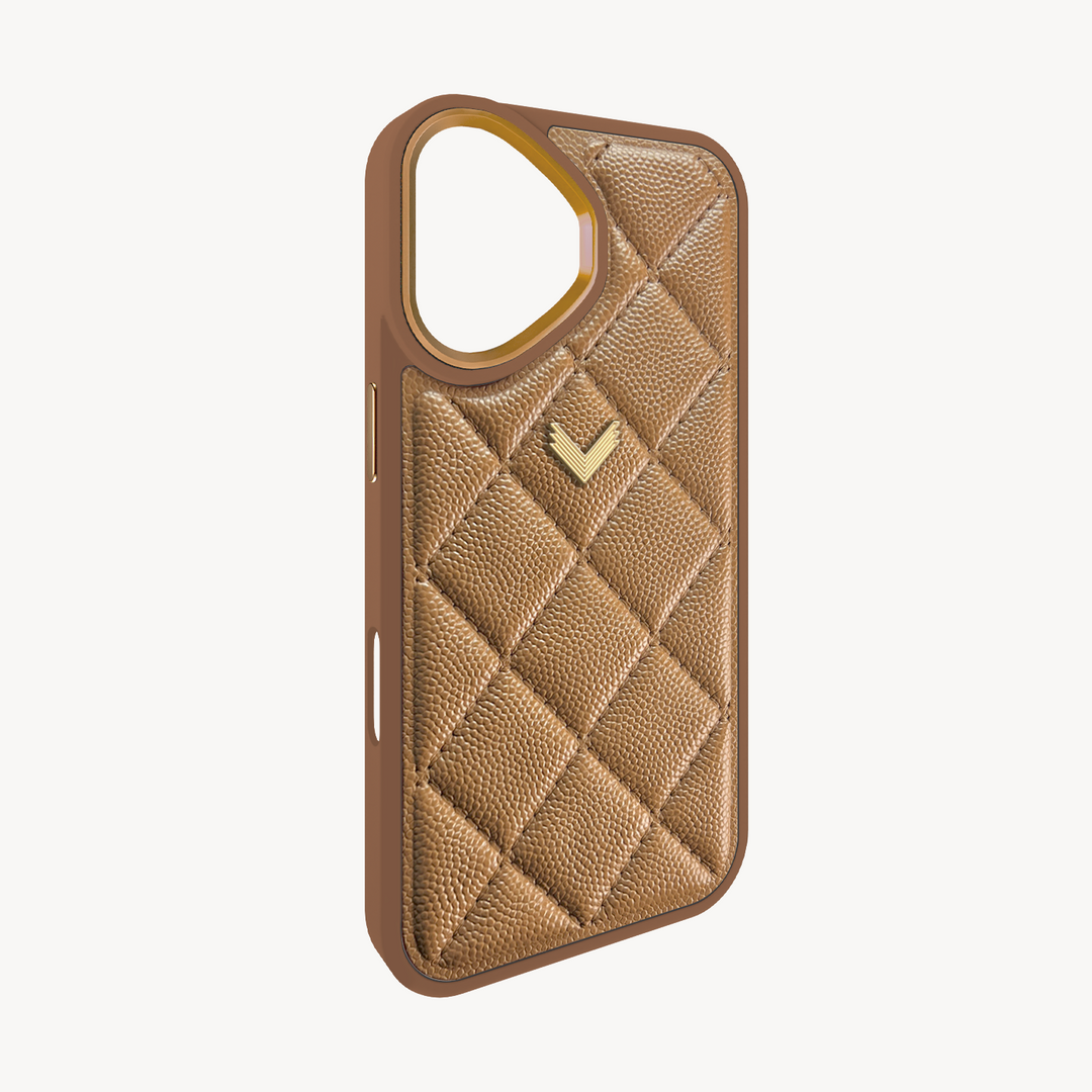 iPhone 16 Phone Case, Calf Leather, Caviar Texture