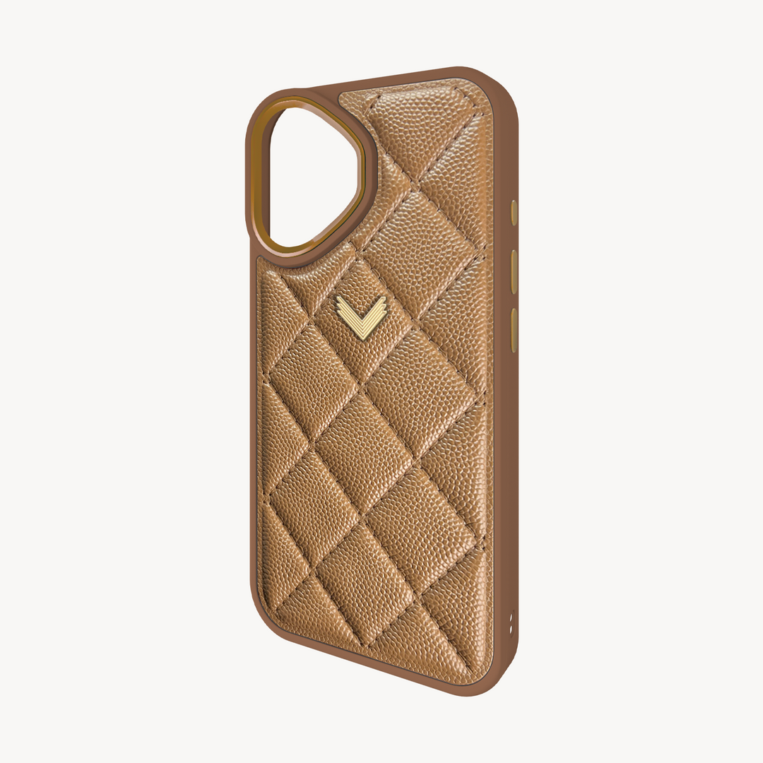 iPhone 16 Phone Case, Calf Leather, Caviar Texture