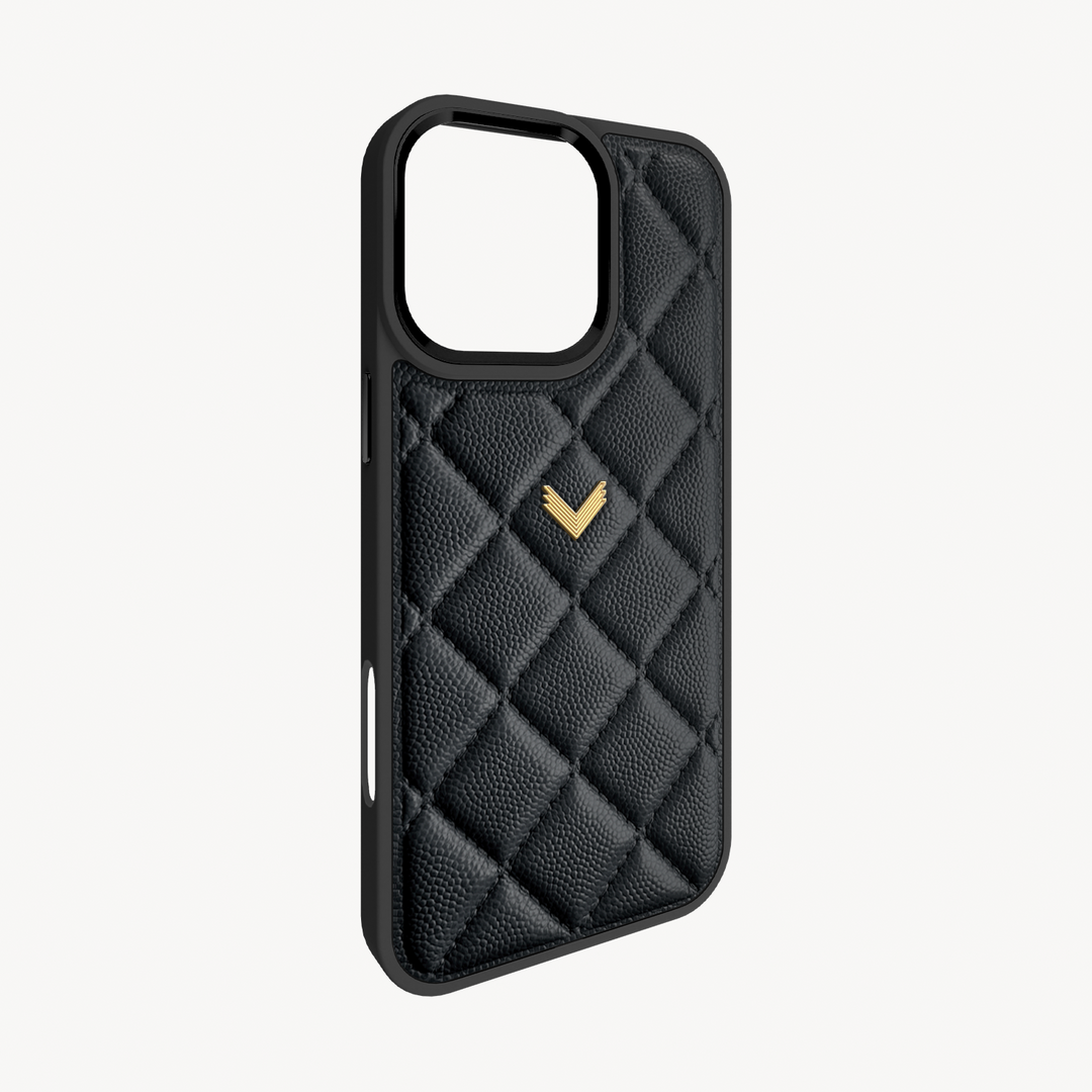 iPhone 16 Pro Phone Case, Calf Leather, Caviar Texture