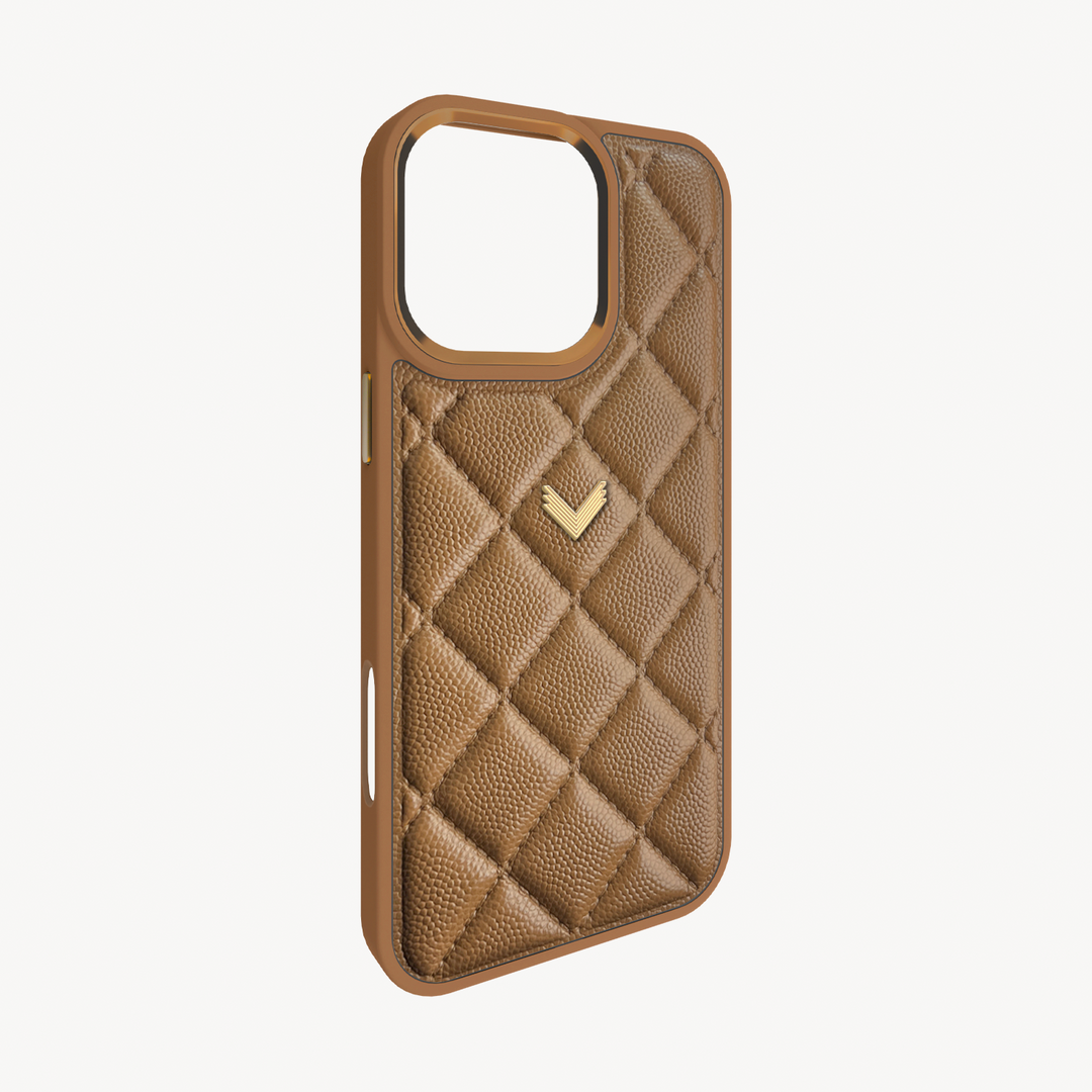 iPhone 16 Pro Phone Case, Calf Leather, Caviar Texture