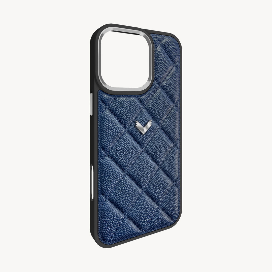 iPhone 16 Pro Phone Case, Calf Leather, Caviar Texture