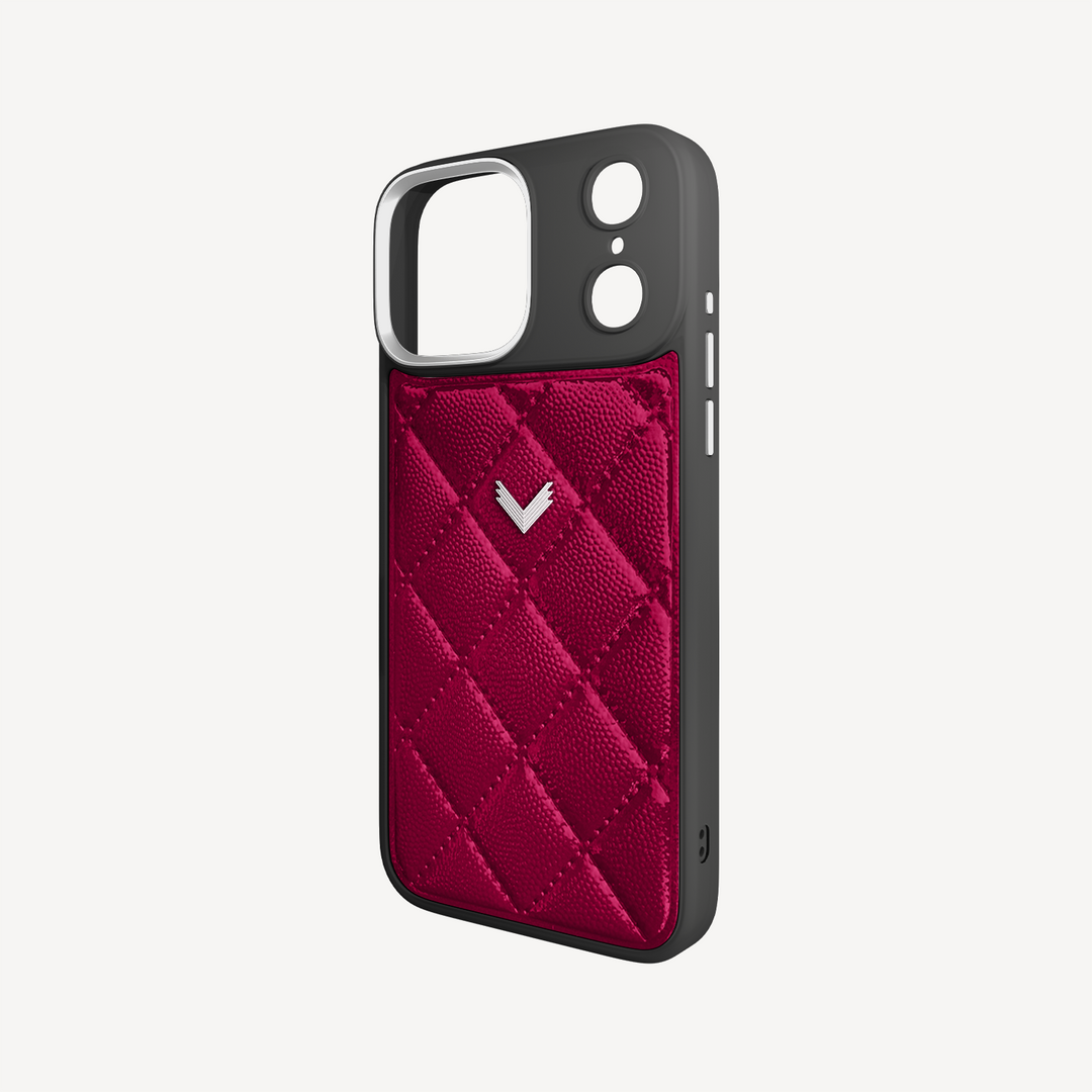 iPhone 18 Pro Phone Case, Calf Leather, Caviar Texture