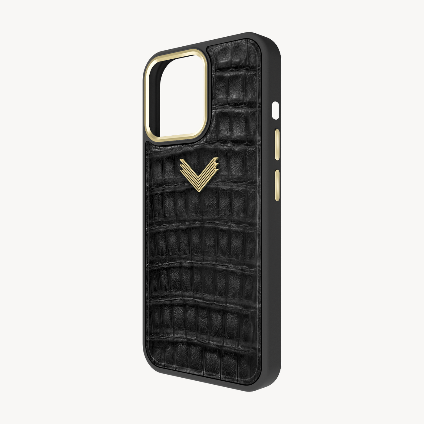 iPhone 14 Pro Max Phone Case, Crocodile Leather, Antique VLogo