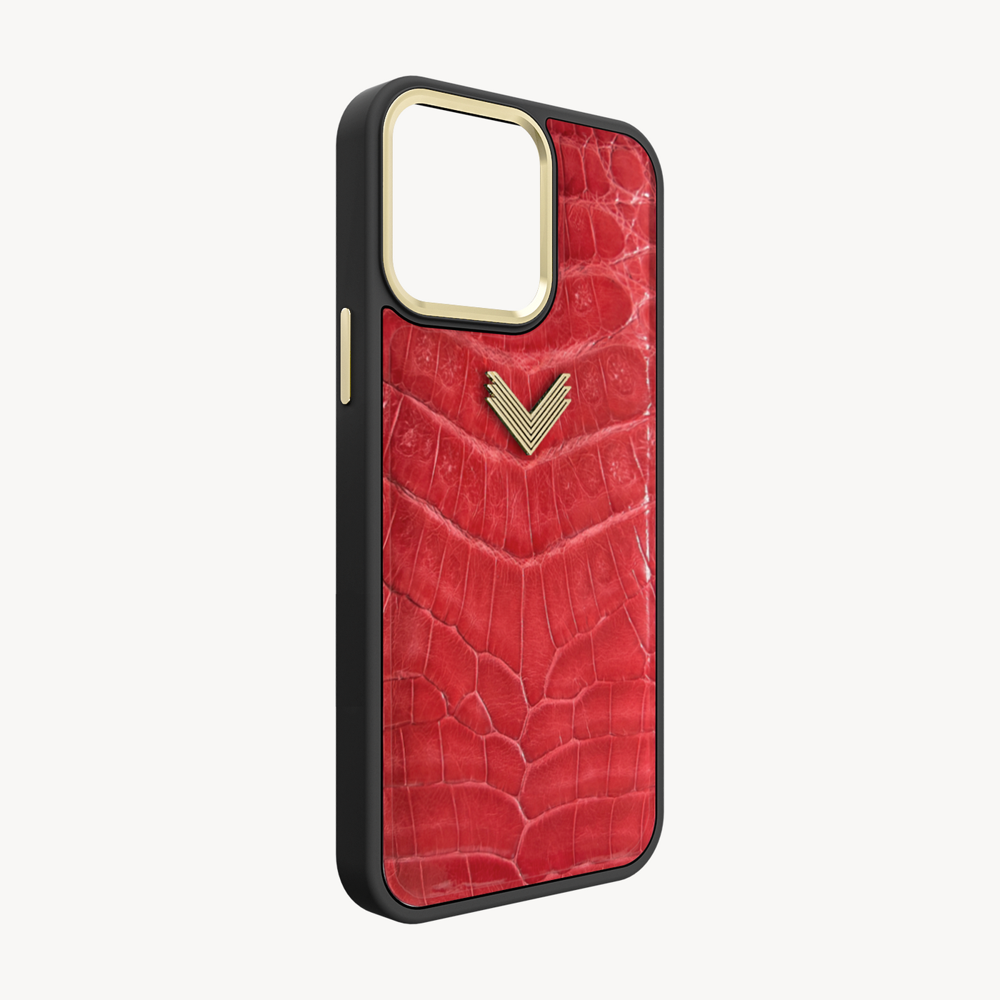 iPhone 15 Pro Phone Case, Crocodile Leather, Antique VLogo