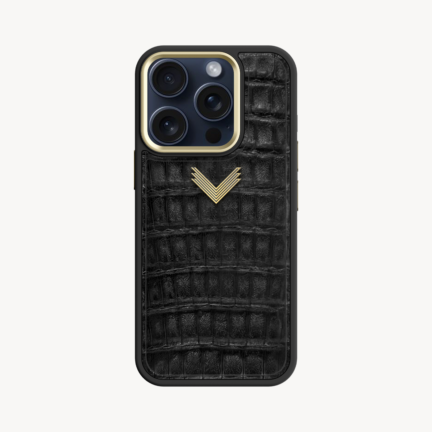 iPhone 15 Pro Phone Case, Crocodile Leather, Antique VLogo