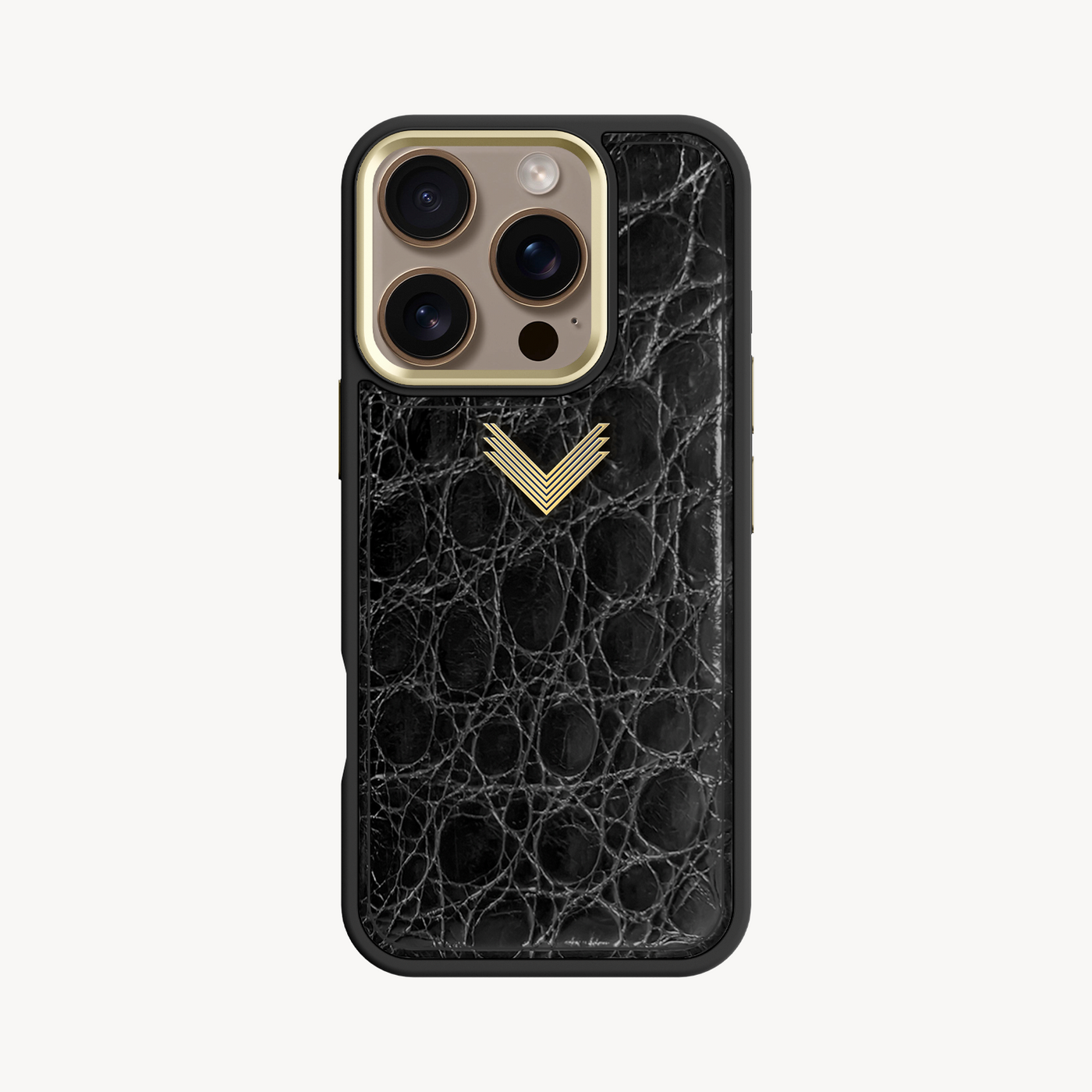 iPhone 16 Pro Phone Case, Crocodile Leather, Antique VLogo