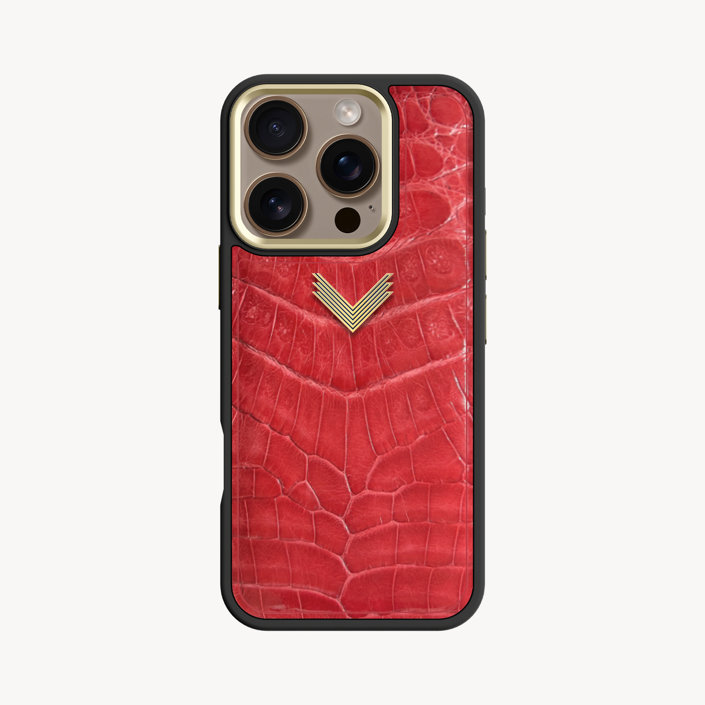 iPhone 16 Pro Phone Case, Crocodile Leather, Antique VLogo