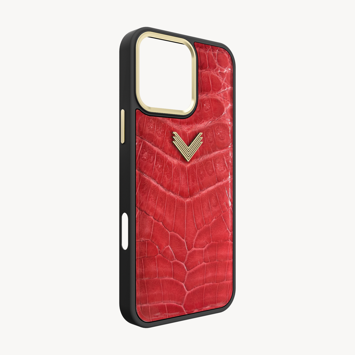 iPhone 16 Pro Phone Case, Crocodile Leather, Antique VLogo