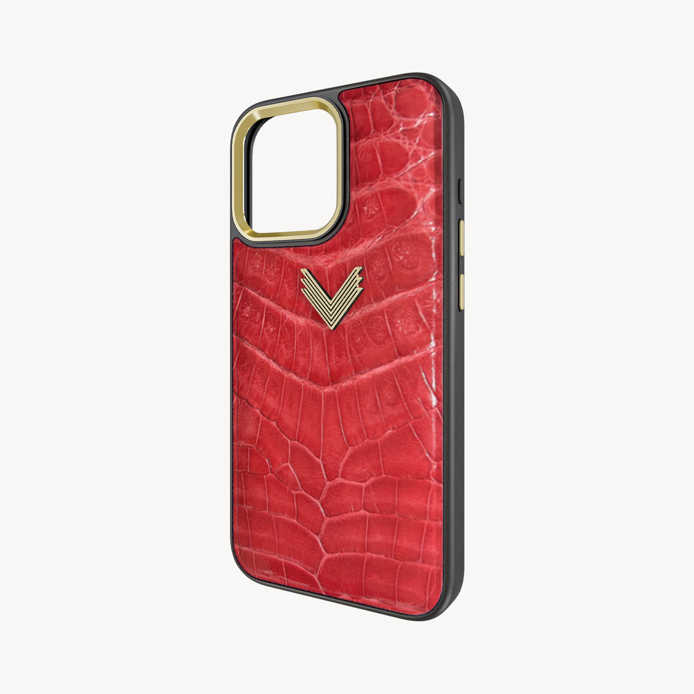 iPhone 16 Pro Phone Case, Crocodile Leather, Antique VLogo