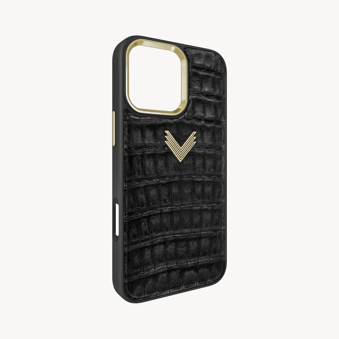 iPhone 16 Pro Phone Case, Crocodile Leather, Antique VLogo