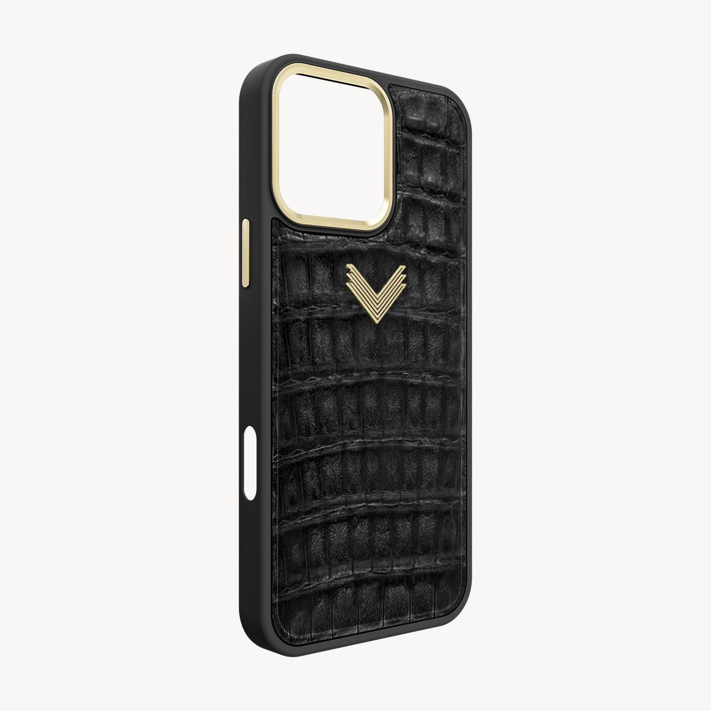 iPhone 16 Pro Phone Case, Crocodile Leather, Antique VLogo