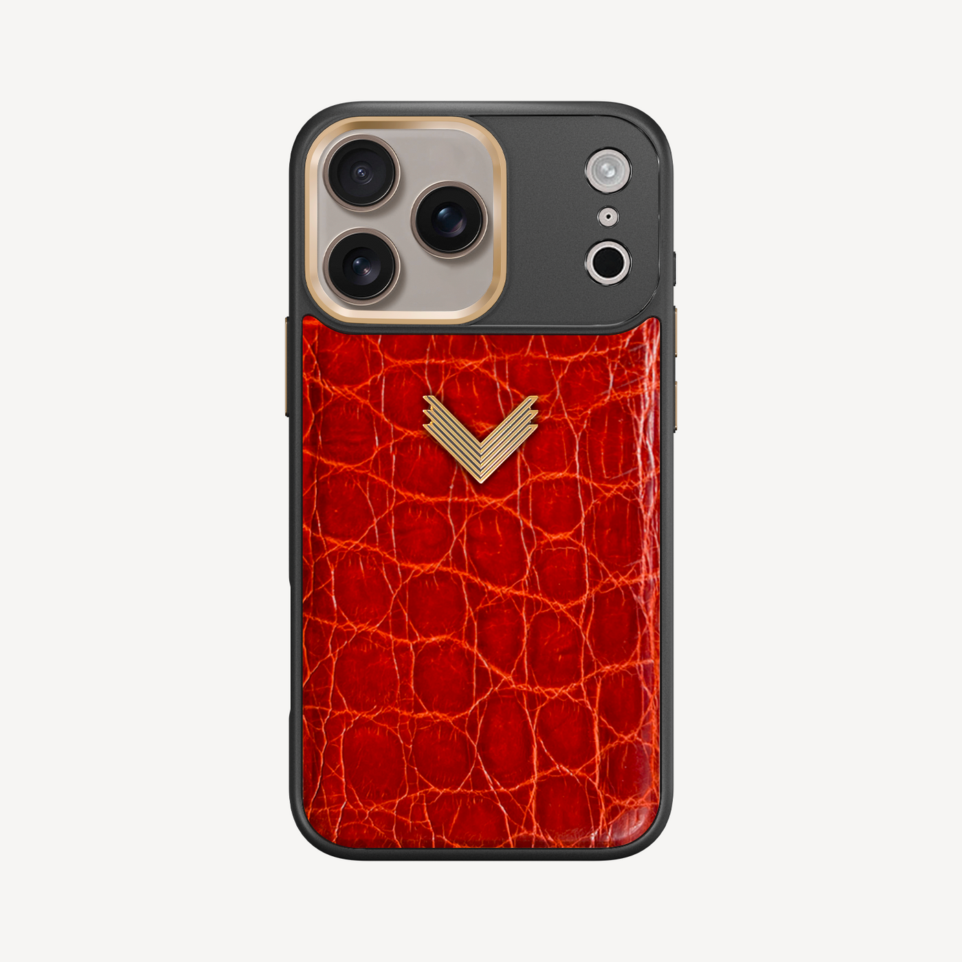 iPhone 17 Pro Phone Case, Crocodile Leather, Antique VLogo