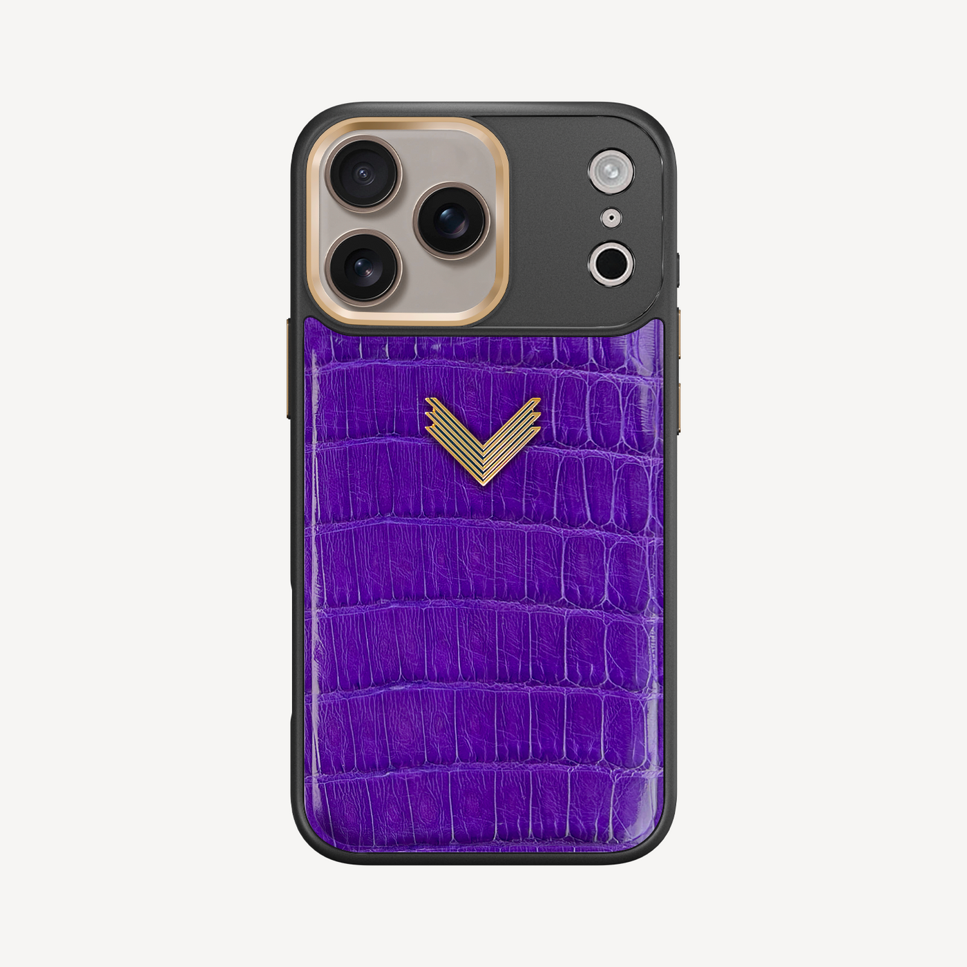 iPhone 17 Pro Max Phone Case, Crocodile Leather, Antique VLogo