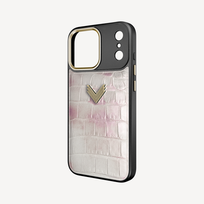 iPhone 17 Pro Max Phone Case, Crocodile Leather, Antique VLogo