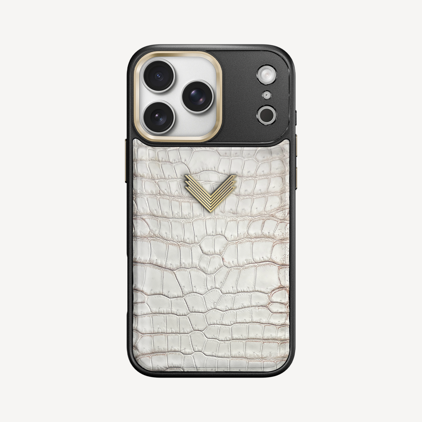 iPhone 17 Pro Max Phone Case, Crocodile Leather, Antique VLogo