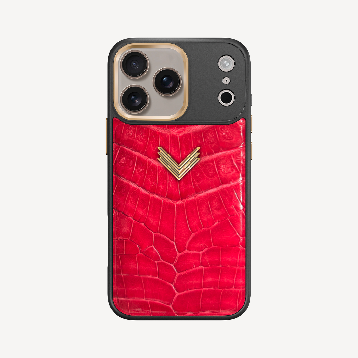 iPhone 17 Pro Max Phone Case, Crocodile Leather, Antique VLogo
