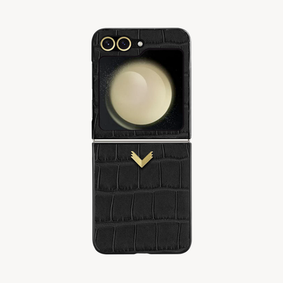 Samsung Z Flip 6 Phone Case, Calf Leather, Crocodile Texture